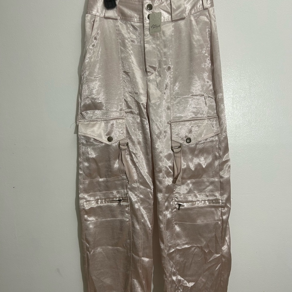 Free People Shimmering Cream Pants